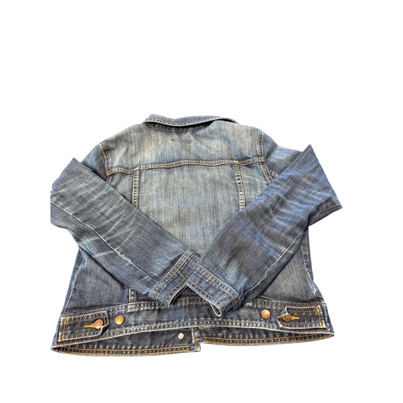 Gap 1969 Womens Medium Wash Denim Trucker Jacket Size M Blue Stretch Jean Jacket - Picture 5 of 6